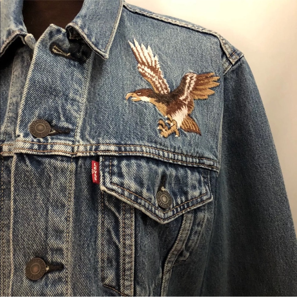 Levi's Blue Bomber Jacket with Dragon Embroidery - Picture 4 of 8